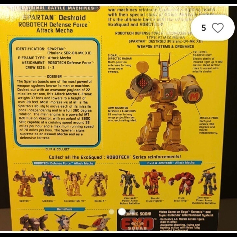 MAKE OFFER🤖Exo Squad Spartan Destroid Robotech The Orig Battle Machines - Picture 2 of 2